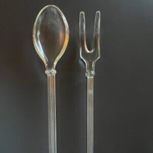 Vintage Midcentury Glass Salad Fork and Spoon